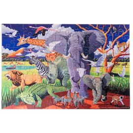 Puzzel & poster - Safari sauvage - 100 pcs