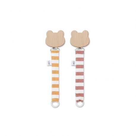 Set de 2 attaches-tétine Sia Y/D Stripe Mustard/Creme de la creme Set de 2 attaches-tétine Sia Y/D Stripe Mustard/Creme de la creme