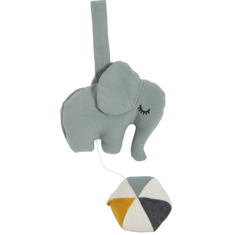 Mobilé bébé en bois gris éléphants étoiles 49 cm - La Magie des Automates