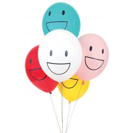 5 ballons de baudruche tatoués - happy faces