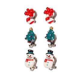 Boucles d'oreilles: bonhomme de neige, friandise, arbre de Noël