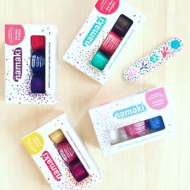 coffret 3 vernis Bleu nuit, Griotte, Prune + lime