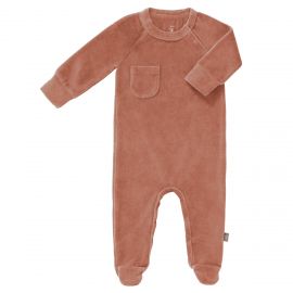 Pyjama bÃ©bÃ© Ã  pieds en velours Ash rose