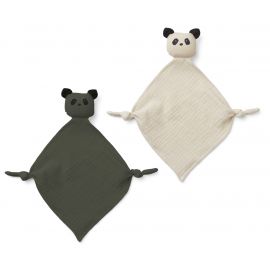 Set de 2 doudous Yoko - Panda hunter green/sandy mix