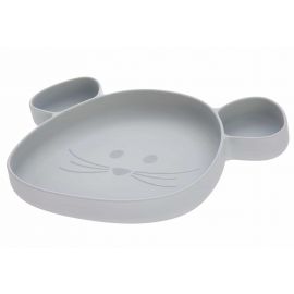 Assiette en silicone - Little Chums Mouse grey