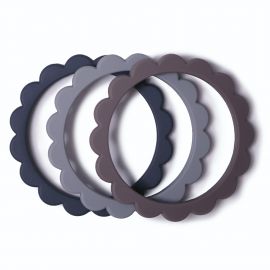 Lot de 3 jouets de dention - Flower bracelet - Steel + Dove gray + Stone