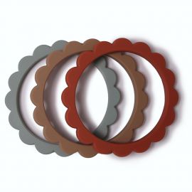 Lot de 3 jouets de dention - Flower bracelet - Cambridge blue + Clementine + Natural