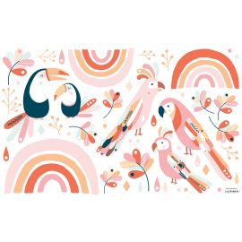 Planche de stickers dÃ©cor M - Oiseaux Paradisio - Rose & Orange