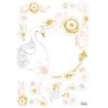 Planche de stickers A3 - Vintage couronne de fleurs & cygne