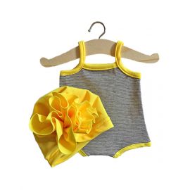 Maillot Gilda en jersey Ã  mini rayure et son turban fleur jaune fluo
