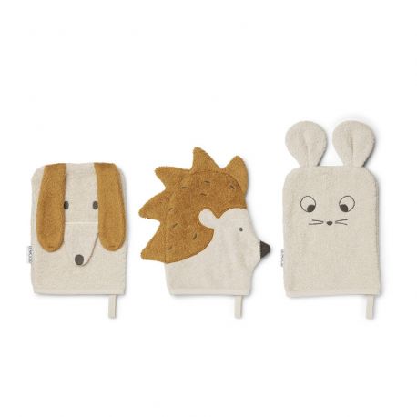 Set de 3 gants de toilette Sylvester - Friendship sandy mix