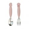 Cuillière et fourchette YummyPlus - Sea friends - Rose