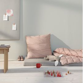 Couette lit Osvald - Stripe: Sandy & tuscany rose