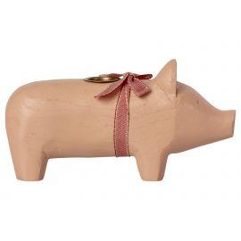Cochon en bois - Medium - Rose