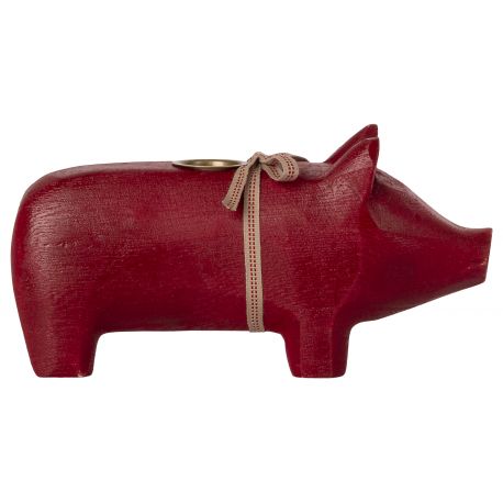 Cochon en bois - Medium - Rouge