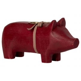 Cochon en bois - Medium - Rouge