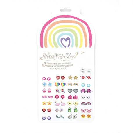 Boucles d'oreille adhÃ©sives - Rainbow Love - 30 paires