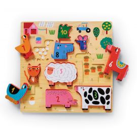 Puzzle en bois Learn, match, count - 123 Barnyard - 10 pièces