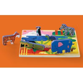 Puzzle en bois Learn, match, count - 123 Zoo - 10 pièces