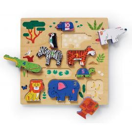 Puzzle en bois Learn, match, count - 123 Zoo - 10 pièces