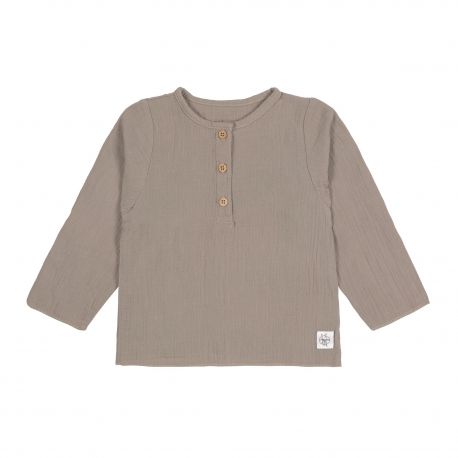 T-shirt manches longues en mousseline - coton biologique - taupe