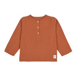 T-shirt manches longues en mousseline - coton biologique - rust