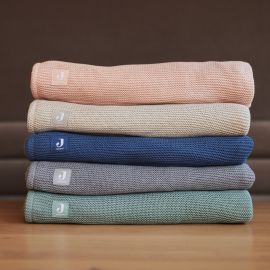 Couverture Berceau Basic Knit - Nougat & Fleece - 75 x 100 cm