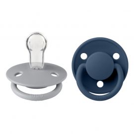Set de 2 tétines BIBS de Lux en silicone - Gris Nuage & Bleu Acier