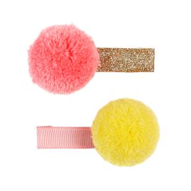 Pinces à cheveux Regina - pompon - rose & jaune - Lot de 2 - Souza for Kids