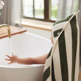 Jollein - Cape de bain Stripe éponge - Leaf Green GOTS - 75x75cm