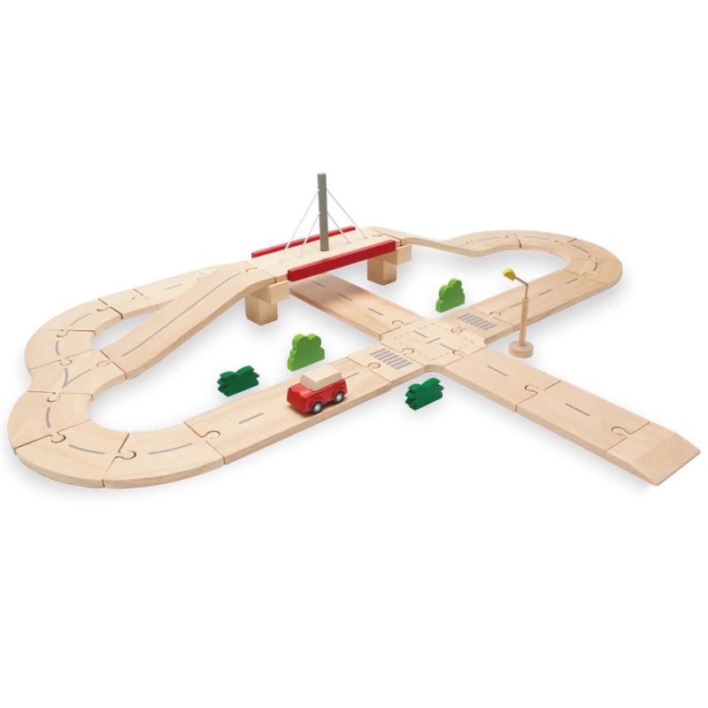Plan Toys - Plan Toys - Jeu de construction en bois - circuit voiture -  Sebio