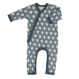 Pyjama kimono en coton BIO - Pingouins bleus