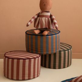 Pouf tabouret Majestic - blue brown stripes