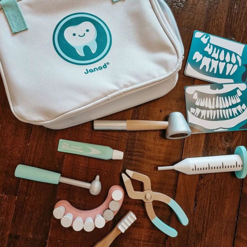 Kids Concept Dentiste Set - Bois - Dentiste Set av. Valise en Carton