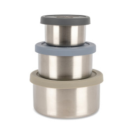Set de 3 boîtes alimentaires rondes avec couvercles - Stone Mix - Konges Sløjd
