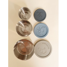 Set de 3 boîtes alimentaires rondes avec couvercles - Stone Mix - Konges Sløjd