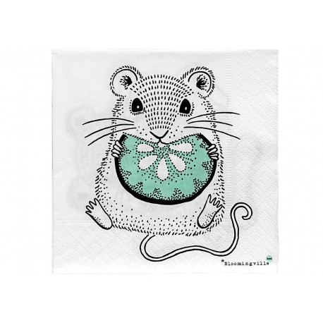 set de 20 serviettes mint/blanc avec souris set de 20 serviettes mint/blanc avec souris