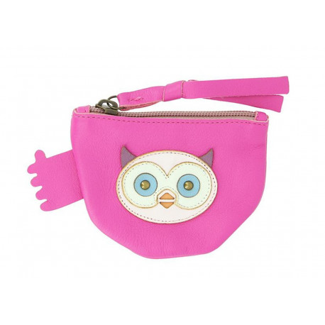 porte-monnaie en cuir Bif 'chouette fushia/rose pâle' porte-monnaie en cuir Bif 'chouette fushia/rose pâle'