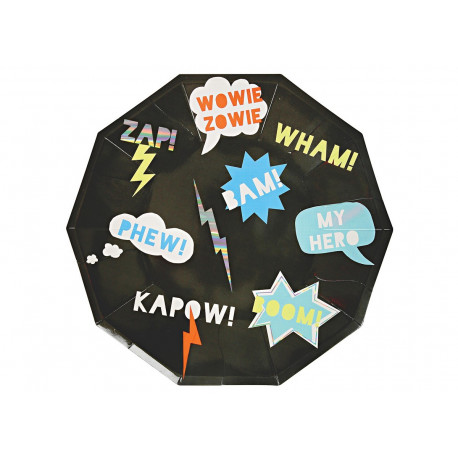set de 8 grandes assiettes super-héros 'Zap!' set de 8 grandes assiettes super-héros 'Zap!'
