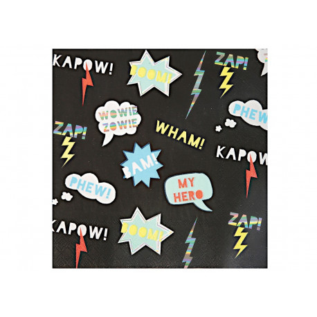 set de 16 serviettes super-héros 'Zap!' set de 16 serviettes super-héros 'Zap!'