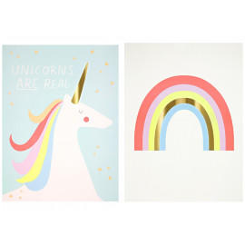 set de 2 affiches 'rainbow & unicorns'