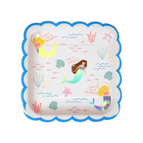 set de 8 assiettes en carton 'let's be mermaids' set de 8 assiettes en carton 'let's be mermaids'