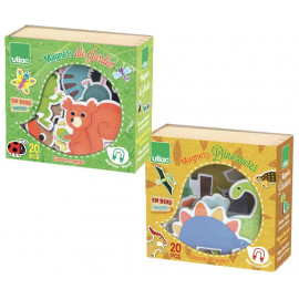 boîte de 20 magnets en bois à thème