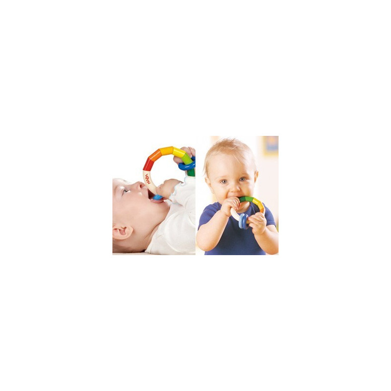 HABA - Anneau de dentition/hochet multicolore - à partir de 6 mois - Sebio