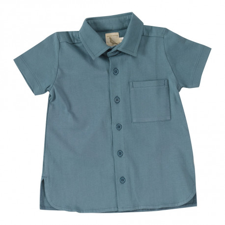 chemise en jersey BIO - bleu adriatique chemise en jersey BIO - bleu adriatique