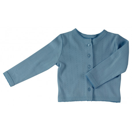 Cardigan fine maille pointelle - bleu adriatique Cardigan fine maille pointelle - bleu adriatique