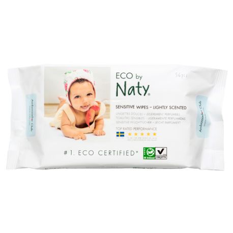 Lingettes douces pour bébé - légèrement parfumées 100% ECO - 56pcs