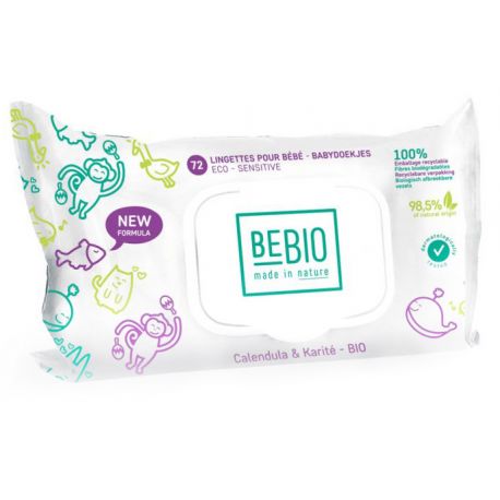 Lingettes BIO pour bébé - biodégradables - Calendula & Karité - 72 unités Lingettes BIO pour bébé - biodégradables - Calendula & Karité - 72 unités