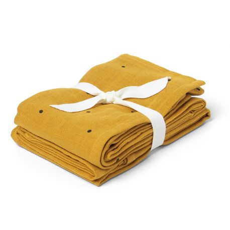 Set de 2 Hannah langes tétra Classic dot mustard Set de 2 Hannah langes tétra Classic dot mustard