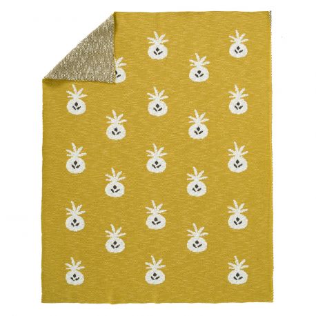 Couverture berceau en tricot Pineapple mustard